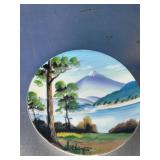 2 Hand Painted Plate and Wall Hanging Collectable Decor