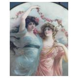 2 Hand Painted Plate and Wall Hanging Collectable Decor