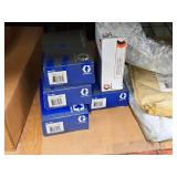 Lot of (Shelf Contents) Assorted Replacement Parts, Euro Adapters, Graco Parts, Wiring Harness, In-Line Meter,  (in original packaging)