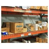 Lot of (Shelf Contents) Assorted Replacement Parts, EMG Display Guard, Repair Kit Reel Swivel, In-Line Meter, Hose Stop, Thermal Relief Kit, Bunge Adapter, Grease Reel Swivel Seal Kit (in original pac