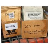 Lot of (Shelf Contents) Assorted Replacement Parts, EMG Display Guard, Repair Kit Reel Swivel, In-Line Meter, Hose Stop, Thermal Relief Kit, Bunge Adapter, Grease Reel Swivel Seal Kit (in original pac