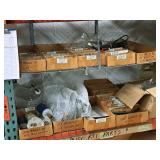 Lot of (Shelf Contents) Assorted Replacement Parts, ATX Flush Canister, PSX II Switch, Fuse 15A, Clamps, Valve Forks, Seals (in original packaging)