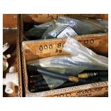 Lot of (Shelf Contents) Assorted Replacement Parts, ATX Flush Canister, PSX II Switch, Fuse 15A, Clamps, Valve Forks, Seals (in original packaging)