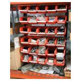 Lot of (Shelf Contents) Parts Organizer 30-bin with Contents - Hardware, Adapters (in original packaging)