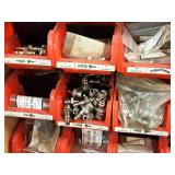 Lot of (Shelf Contents) Parts Organizer 30-bin with Contents - Hardware, Adapters (in original packaging)