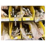 Lot of (Shelf Contents) Parts Organizer 24-bin + Rack with Contents of Assorted Replacement Parts, Hose Connectors (in original packaging)