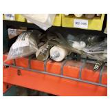 Lot of (Shelf Contents) Parts Organizer 24-bin + Rack with Contents of Assorted Replacement Parts, Hose Connectors (in original packaging)