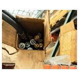 Lot of (Shelf Contents) Misc. Replacement Parts, Casters, Oil Drains. Parts Organizer Cases,  Hoses (in original packaging)