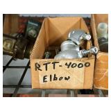 Lot of (Shelf Contents) Misc. Replacement Parts, Elbows, Gravity Valves, Trays (in original packaging)