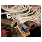 Lot of (Shelf Contents) Assorted Replacement Parts, Tubing, Pipes, Gear Oil, Brake Fluid, Caster Wheel Replacements (New)
