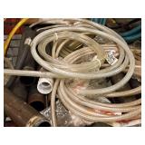 Lot of (Shelf Contents) Assorted Replacement Parts, Tubing, Pipes, Gear Oil, Brake Fluid, Caster Wheel Replacements (New)