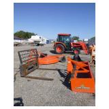 Kioti KL6010 Tractor with Box  Blade, Rotary Mower, Forks and Loader Bucket