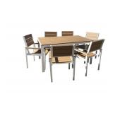 Winston 7pc Outdoor Dining Set Composite Polywood All Weather Wood White/Brown Rectangular Table - 62" x 34.5" x 28"