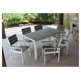 Winston 7pc Outdoor Dining Set Composite Polywood All Weather Wood White/GrayRectangular Table - 62" x 34.5" x 28"