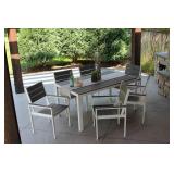 Winston 7pc Outdoor Dining Set Composite Polywood All Weather Wood White/GrayRectangular Table - 62" x 34.5" x 28"