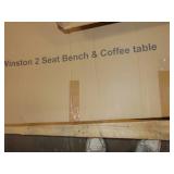Winston  4pc Outdoor Set  Composite Polywood All Weather Wood White/Brown  BENCH SIZE: 42" L X 23.5" D X 36" H COFFEE TABLE SIZE : 36" L x 20" D  x 16" H
