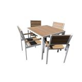 Winston 5pc Outdoor Dining Set - White/Brown Aluminum frame, with Polywood top