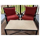 P - Patio Seating Set with Metal Frame and Coffee Table