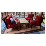 P - Patio Seating Set with Metal Frame and Coffee Table