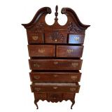 MLBR - Stonleigh 2 Piece Highboy Chest with Carved Details and Brass Hardware