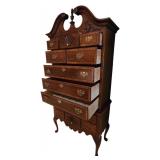 MLBR - Stonleigh 2 Piece Highboy Chest with Carved Details and Brass Hardware