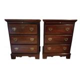 MLBR - Pair of Stoneleigh Mahogany Bedside Tables with Brass Hardware