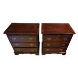MLBR - Pair of Stoneleigh Mahogany Bedside Tables with Brass Hardware