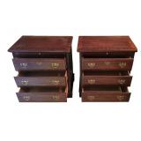 MLBR - Pair of Stoneleigh Mahogany Bedside Tables with Brass Hardware