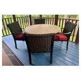 P - Patio Table with 4 Chairs and Red Cushions