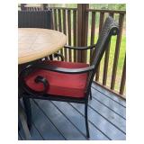 P - Patio Table with 4 Chairs and Red Cushions