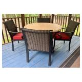 P - Patio Table with 4 Chairs and Red Cushions
