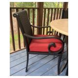 P - Patio Table with 4 Chairs and Red Cushions