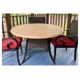 P - Patio Table with 4 Chairs and Red Cushions