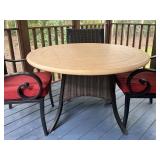 P - Patio Table with 4 Chairs and Red Cushions