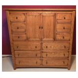 LLBR3 - Large Stanley Solid Oak Dresser with Multiple Drawers and Central Cabinet