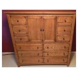 LLBR3 - Large Stanley Solid Oak Dresser with Multiple Drawers and Central Cabinet