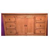 LLBR3 - Large Stanley Solid Oak Dresser with Multiple Drawers and Central Cabinet