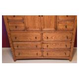 LLBR3 - Large Stanley Solid Oak Dresser with Multiple Drawers and Central Cabinet