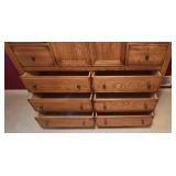 LLBR3 - Large Stanley Solid Oak Dresser with Multiple Drawers and Central Cabinet