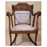 LLBR2 - Antique Oak Rocking Chair with Floral Upholstery