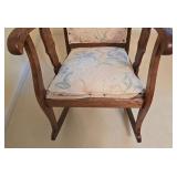 LLBR2 - Antique Oak Rocking Chair with Floral Upholstery