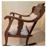 LLBR2 - Antique Oak Rocking Chair with Floral Upholstery