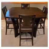 LLFR - Square Counter-Height Dining Table with 4 Upholstered Stools