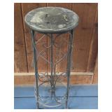 P - Metal Plant Stand with Decorative Scrollwork and Faux Fern