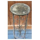 P - Metal Plant Stand with Decorative Scrollwork and Faux Fern