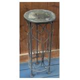 P - Metal Plant Stand with Decorative Scrollwork and Faux Fern