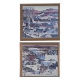 LR - Pair of Framed Edward Art Products Wall Prints Morgans Mill and Farmlands