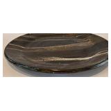 LR - 17 Inch Handmade Ceramic Platter with Abstract Glaze and Easel Stand