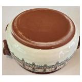 LR - Hand-Painted Bulgarian Terracotta Casserole with Lid and Studio Pottery Pitcher