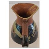 LR - Hand-Painted Bulgarian Terracotta Casserole with Lid and Studio Pottery Pitcher